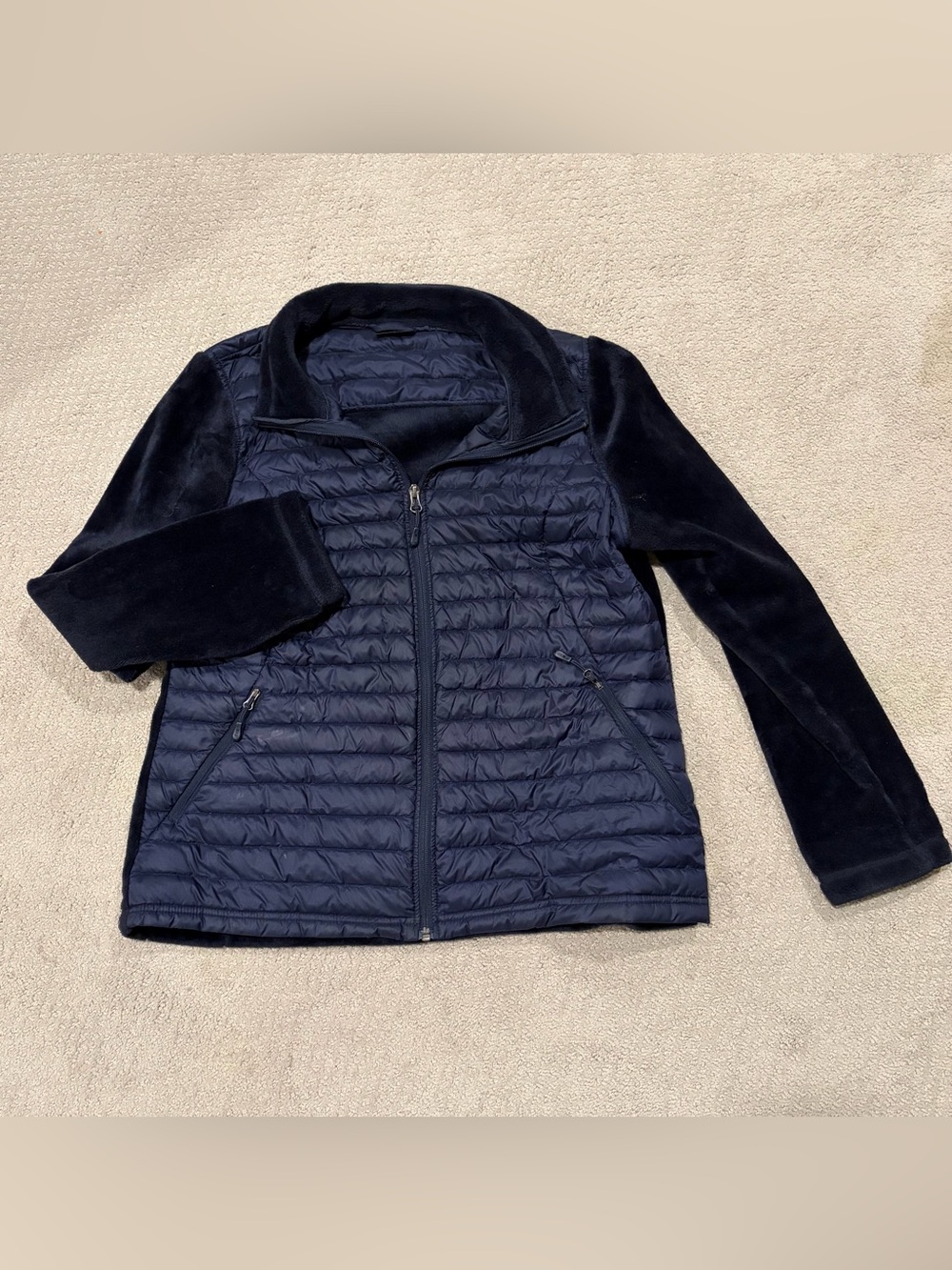 Women’s 32 Degree Navy Quilted Jacket with Fleece Sleeves
